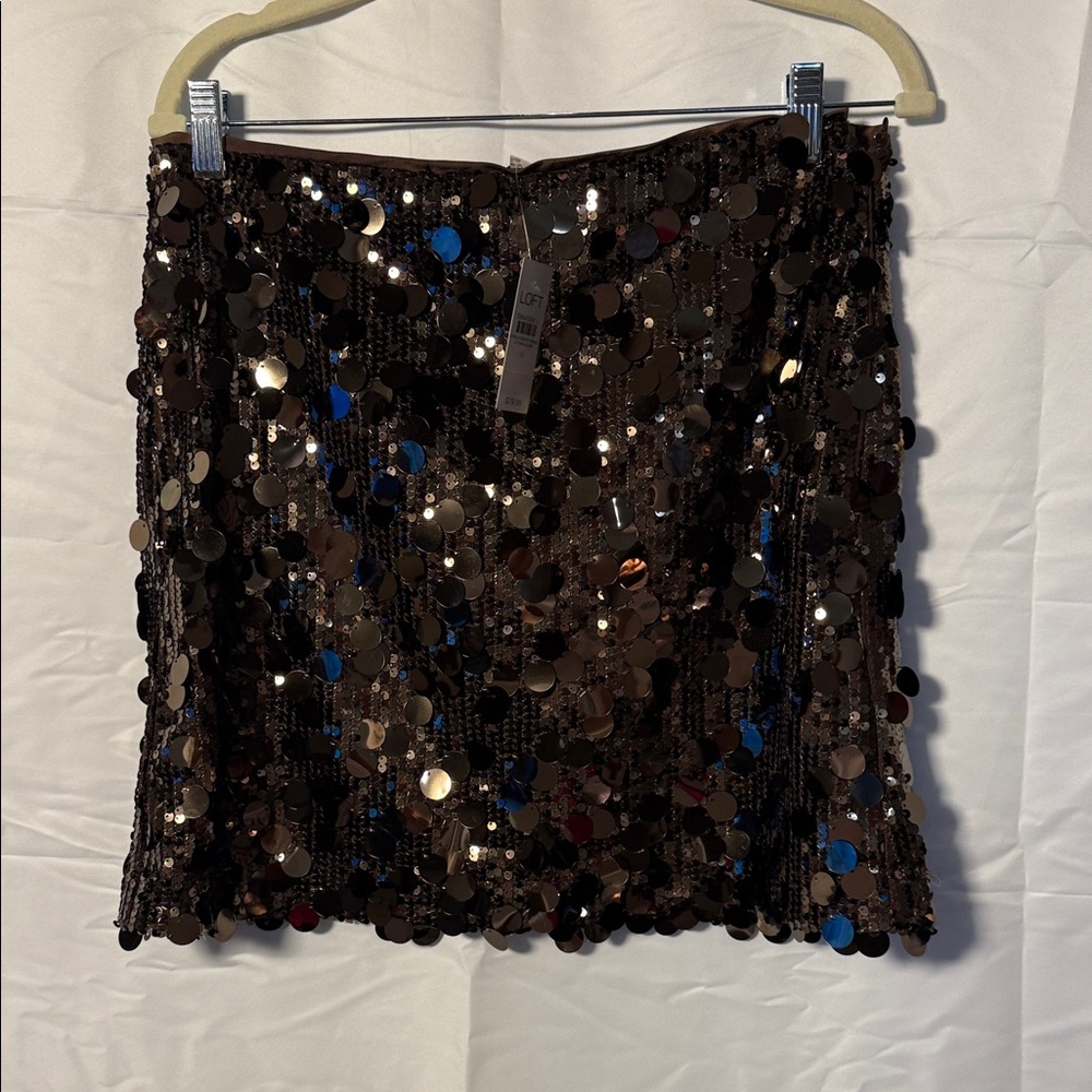 LOFT Brown Sequin Mini Skirt